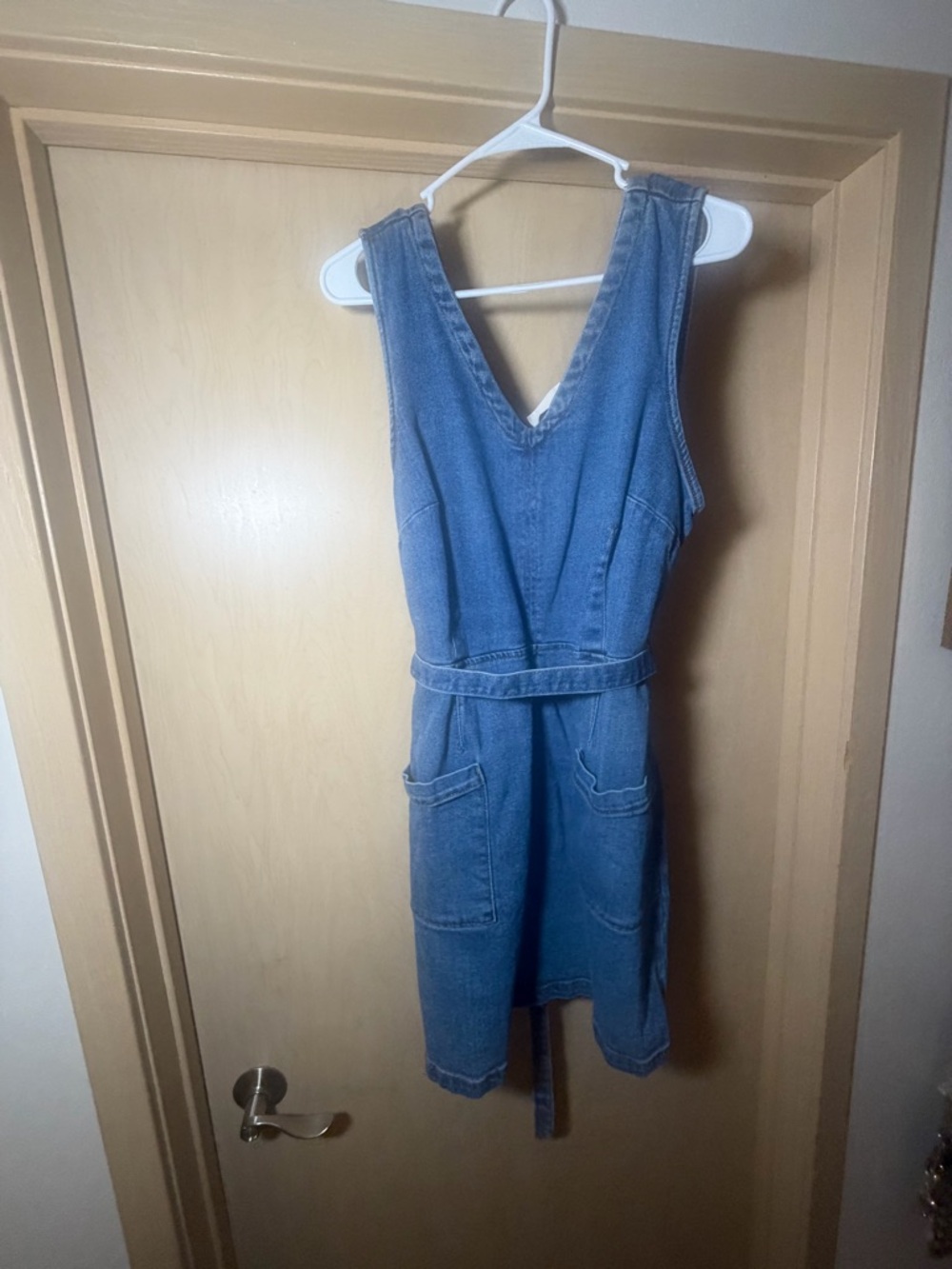 Universal Thread Blue Denim Sleeveless Dress with V-Neck